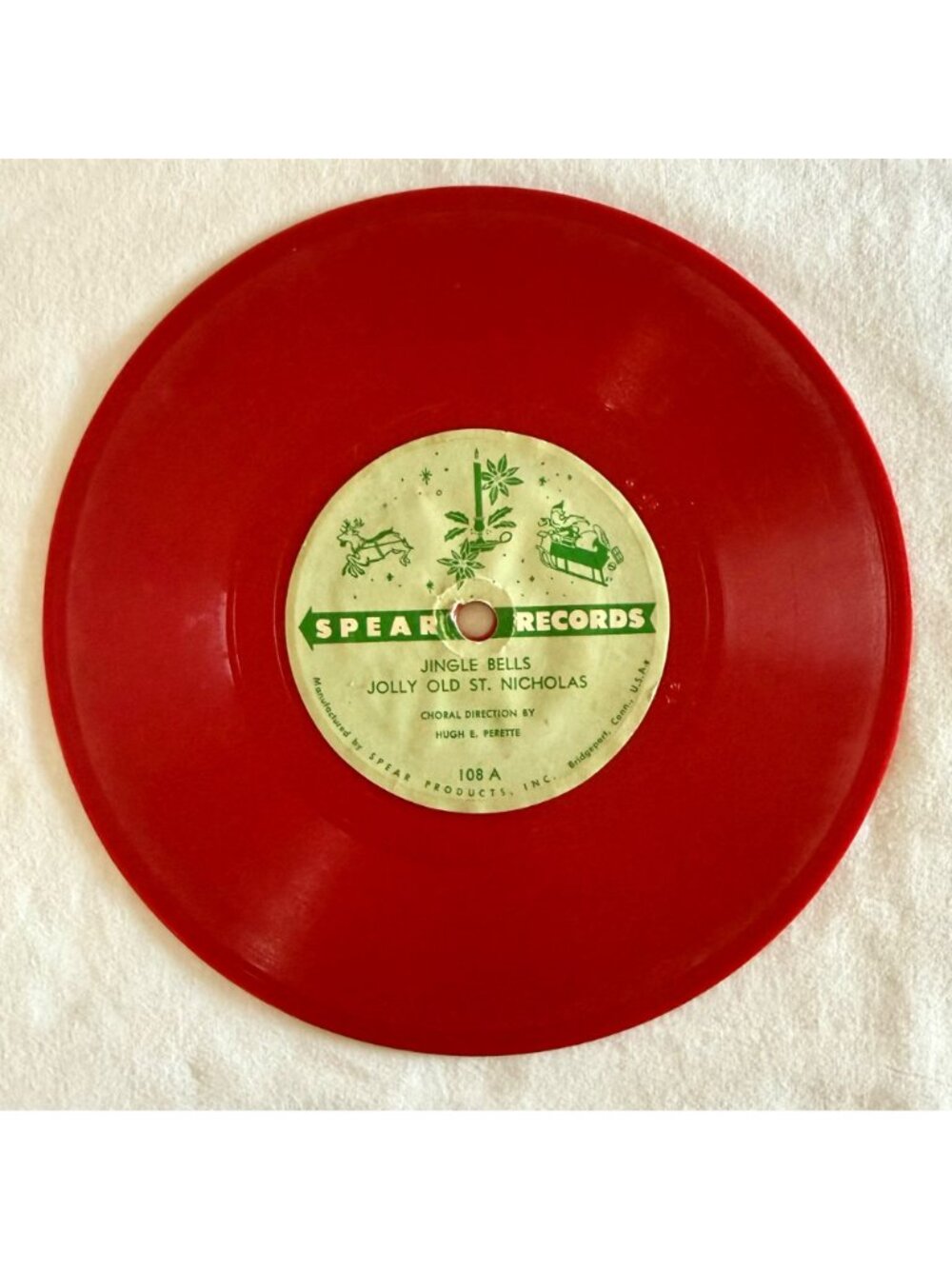 Vintage Spear Records Christmas Jingle Bells Red Childrens Record Early 1950s - Picture 3 of 12